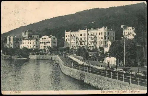 Sankt Jakobi Opatija (Abbazia)  Hotel Bellevue 1917 Debreczen (Ankunftsstempel)