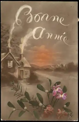 Neujahr Sylvester New Year Bonne Anne France Künstlerkarte 1913