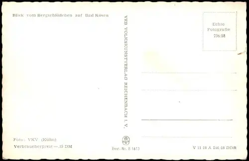 Ansichtskarte Bad Kösen Blick vom Bergschlößchen 1958