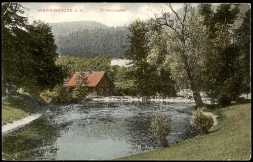 Ansichtskarte Wernigerode Waldgasthaus Christianental 1914  gel. als Feldpost