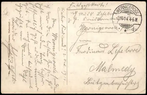 Ansichtskarte Wernigerode Waldgasthaus Christianental 1914  gel. als Feldpost