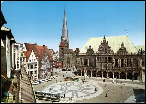 Ansichtskarte Bremen Marktplatz mit Rathaus und Liebfrauenkirche 1977