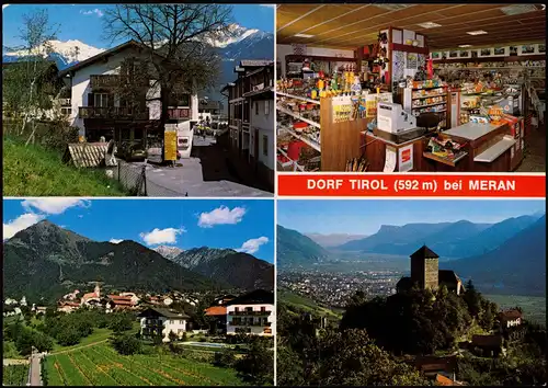 Dorf Tirol-Meran Merano Mehrbild-AK mit ZANGARA - IHR EINKAUFSZENTRUM 1978