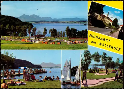 Neumarkt am Wallersee Mehrbildkarte mit MB Camping, Minigolf, Tennis 1970