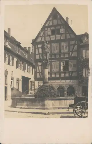 Bretten Marktbrunnen, Ritter mit Lanze, Fachwerkhäuser 1938 Privatfoto