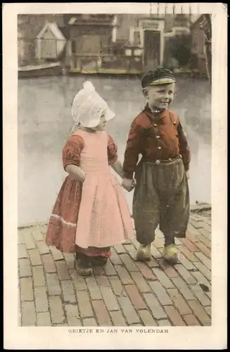 Postkaart Volendam-Edam-Volendam Kinder in Tracht 1922