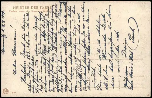 Meister der Farbe Nachts Sternlein funkeln Barock Liebe Liebespaare - Love 1919