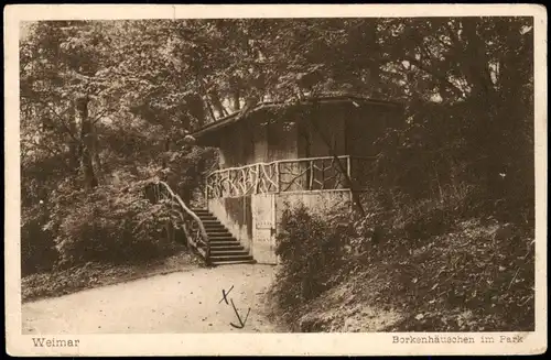 Ansichtskarte Weimar Borkenhäuschen im Park 1928