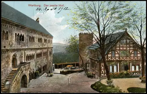 Ansichtskarte Eisenach Der zweite Hof - Wartburg 1914