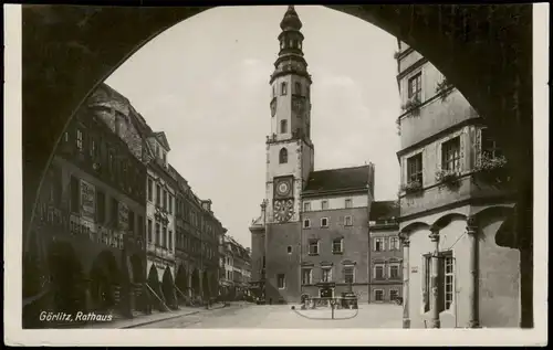 Ansichtskarte Görlitz Zgorzelec Altes Rathaus, Geschäfte - Fotokarte 1938