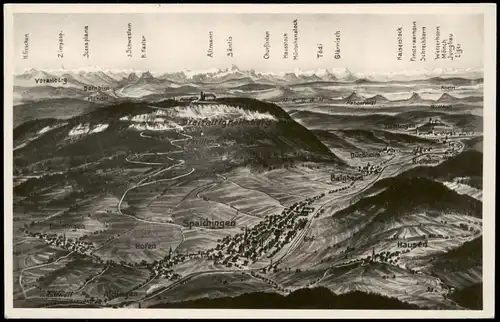 Ansichtskarte Spaichingen Panorama  1929   gelaufen mit Stempel Spaichingen