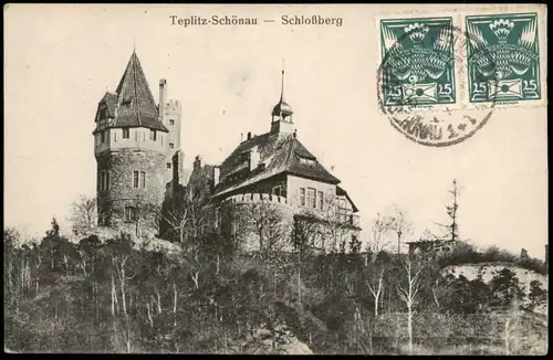 Postcard Teplitz-Schönau Teplice Schlossberg 1921