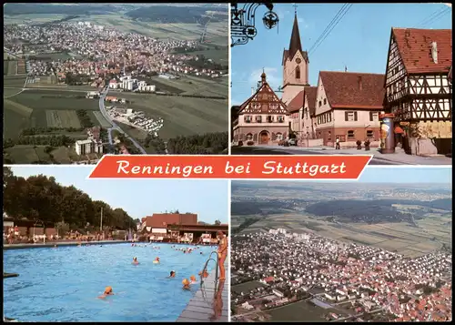 Ansichtskarte Renningen b Stuttgart: Luftbild, Straßen 1979