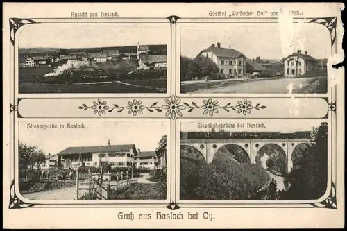 4 Bild, Dampflokomotive, Straße, Gasthaus