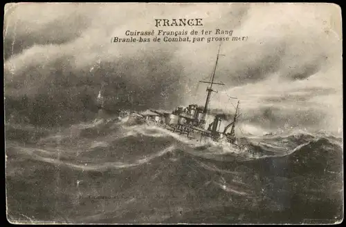 .Frankreich Schiffe Kriegsschiffe Marine France in stürmischer See 1915