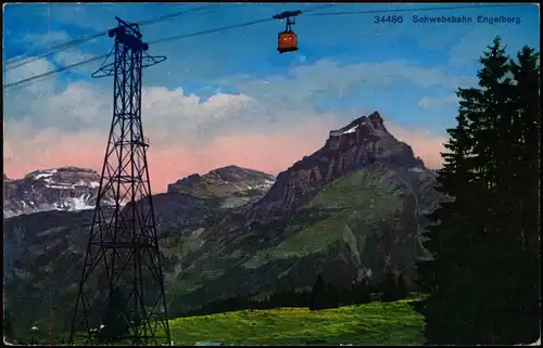 Ansichtskarte Engelberg OW Panorama-Ansicht mit Schwebebahn 1971