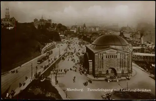 St. Pauli-Hamburg Elbtunnel Tunneleingang mit Landungsbrücken 1927