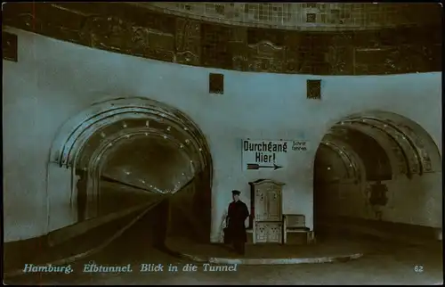 Ansichtskarte St. Pauli-Hamburg Elbtunnel Blick in die Tunnel 1927