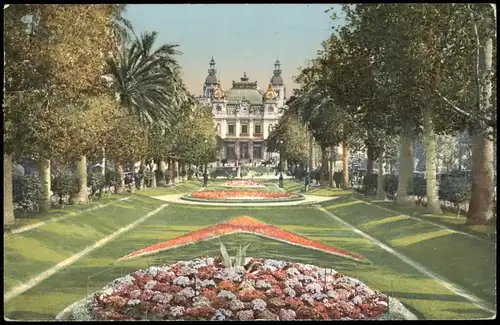 Postcard Monaco Casino 1927  gel. Briefmarke Seitenrand