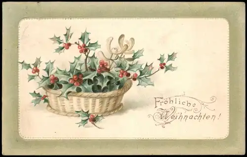 Ansichtskarte  Weihnachten - Christmas, Mistelkorb 1907 Prägekarte