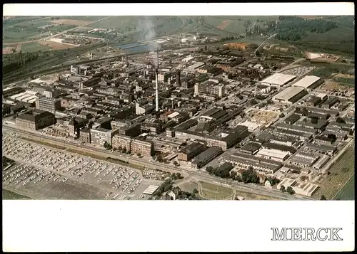 Ansichtskarte Darmstadt Luftbild Chemie Fabrik 1970