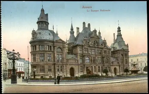 Postkaart Antwerpen Anvers La Banque Nationale 1914