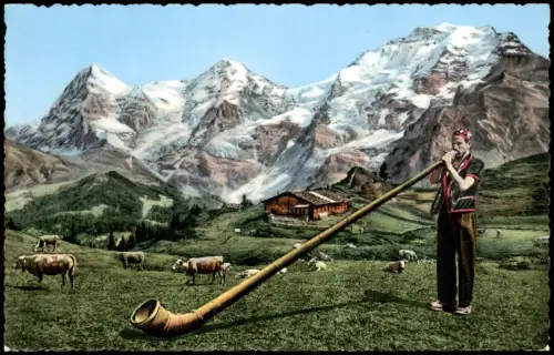 Ansichtskarte Schweiz Helvetia Suisse Alphornbläser 1962
