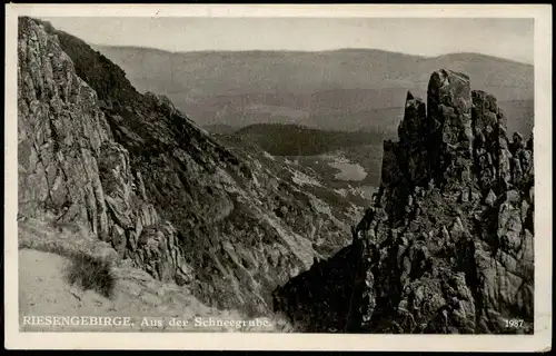 Postcard .Tschechien RIESENGEBIRGE Aus der Schneegrube 1942