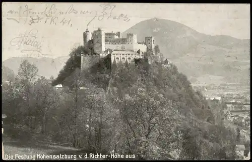 Ansichtskarte Salzburg Festung Hohensalzburg v. d. Richter-Höhe aus 1914