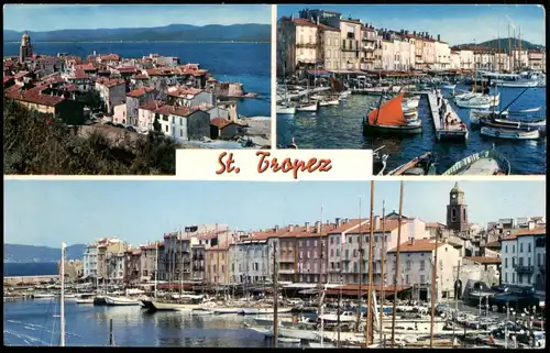 CPA Saint-Tropez Mehrbildkarte mit 3 Ansichten Saint-Tropez 1966