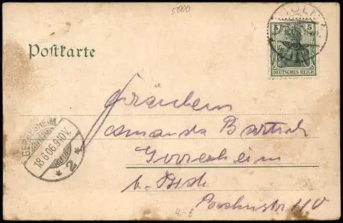 Ansichtskarte Köln Deutscher Ring Wasserspiele 1906  Gerresheim Ankunftsstempel