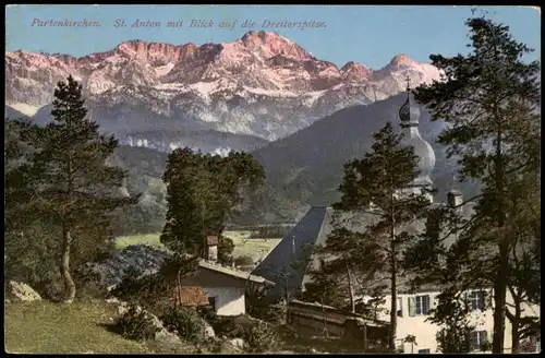 Garmisch-Partenkirchen Bergpanorama St. Anton mit Blick Dreitorspitze 1915