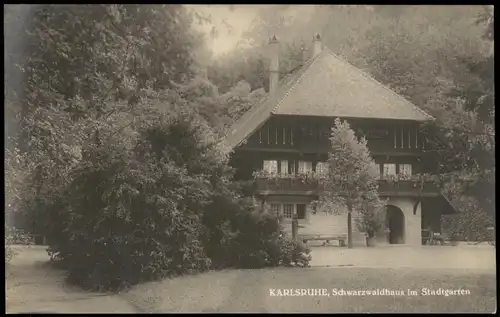 Ansichtskarte Karlsruhe Schwarzwaldhaus im Stadtgarten 1929