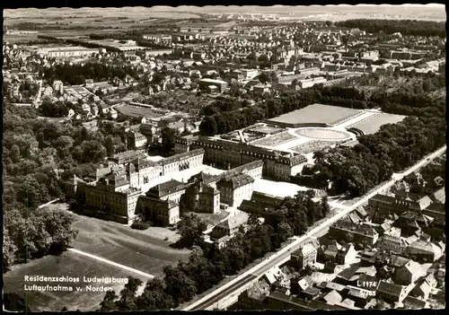 Ansichtskarte Ludwigsburg Residenzschloss Luftaufnahme v. Norden 1959