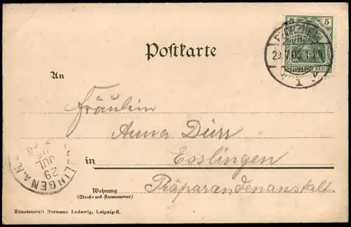 Ansichtskarte Pforzheim Kupferhammer 1905  gel. mit Ankunftsstempel