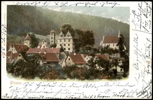 Ansichtskarte Hirsau-Calw Stadt  1901  gel. Ankunftsstempel Esslingen Bahnhof