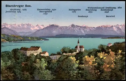 Ansichtskarte Starnberg Starnberger See Panorama 1930/1928    Stempel STARNBERG