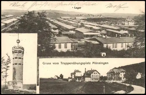 Münsingen (Württemberg) Truppenübungsplatz Lager-Ansichten 1917   Feldpost 1.WK