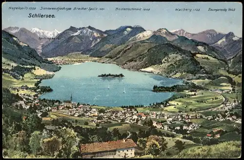 Ansichtskarte Schliersee Panorama-Ansicht See und umliegende Berg-Welt 1923