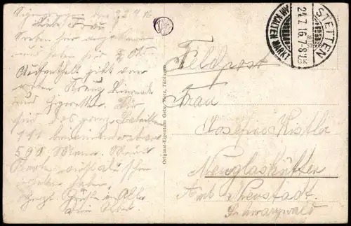 Ansichtskarte Sigmaringen  mit Schloss 1916    Feldpost Stempel STETTEN)