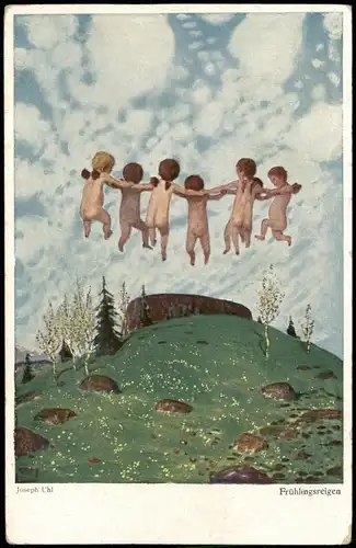 Frühlingsreigen Engel Angel Künstlerkarte: Gemälde / Kunstwerke 1922