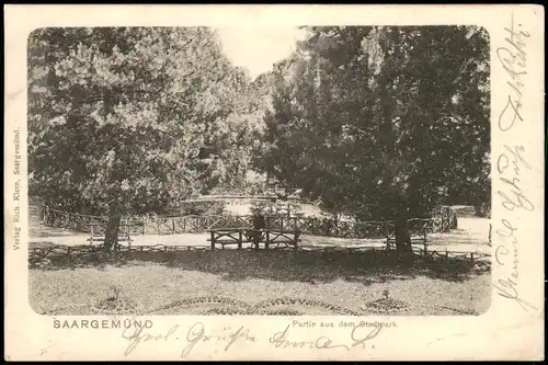 CPA Saargemünd Sarreguemines Partie aus dem Stadtpark 1902