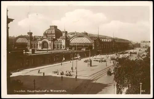 Ansichtskarte Seevorstadt-Dresden Hauptbahnhof u. Wienerplatz 1927