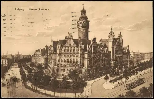Ansichtskarte Leipzig Neues Rathaus (Town Hall Building) 1927
