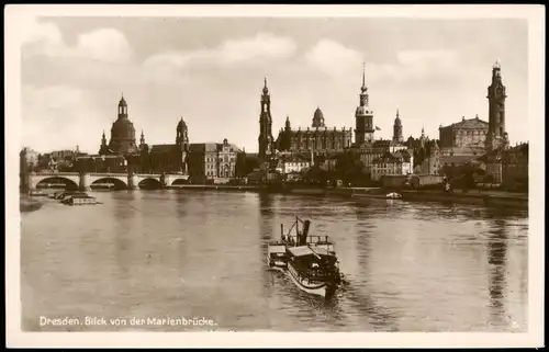 Ansichtskarte Dresden Panorama Blick von der Marienbrücke 1931