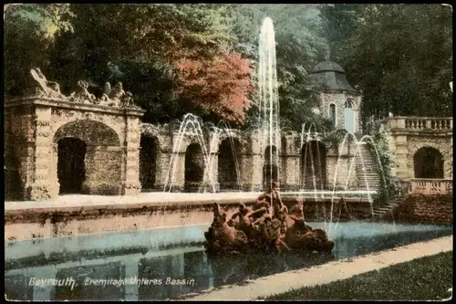 Ansichtskarte Bayreuth Eremitage, Unteres Bassin, Wasserspiele 1910