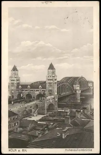 Ansichtskarte Köln Hohenzollernbrücke 1929   mit Nachgebühr gelaufen