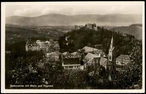 Ansichtskarte Badenweiler Panorama-Ansicht mit Rhein und Vogesen 1930