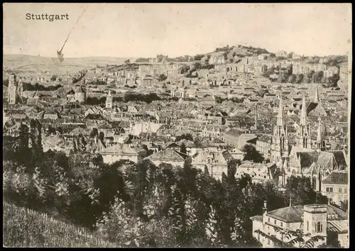 Ansichtskarte Stuttgart Panorama-Ansicht Stadt Teilansicht 1910