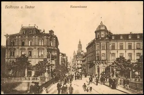 Ansichtskarte Heilbronn Kaiserstraße, belebte Strassen Ansicht 1910